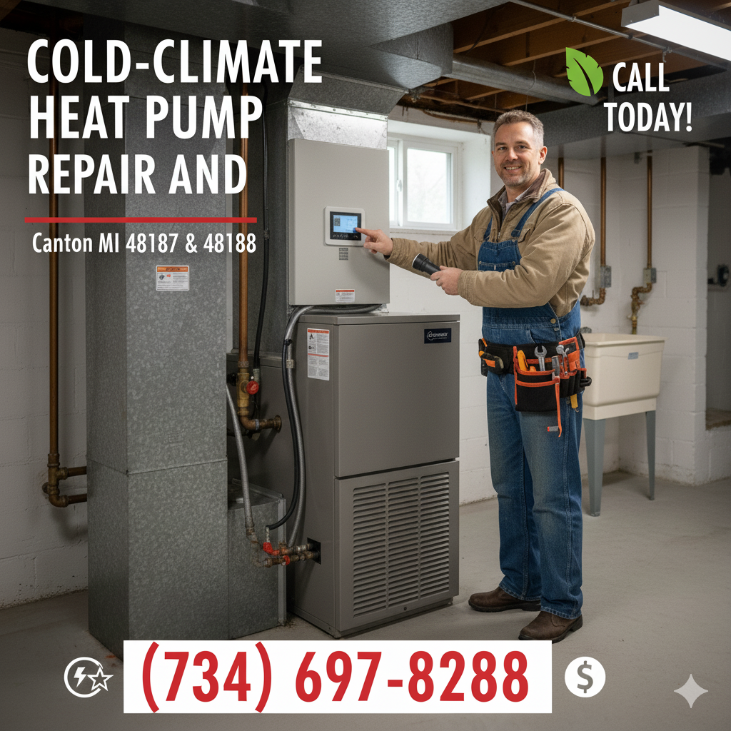 Cold-climate heat pump repair and installation in Canton MI 48187 & 48188 — call (734) 697-8288