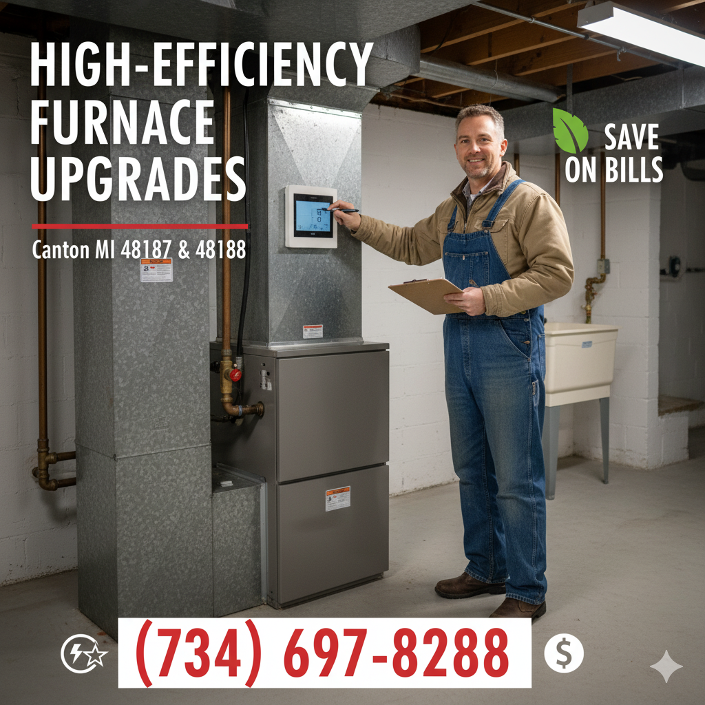 High-efficiency furnace upgrades in Canton MI 48187 & 48188 — save on bills, call (734) 697-8288