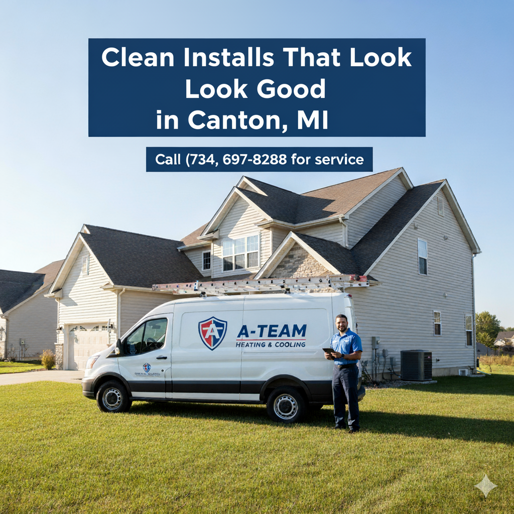 Clean Installs That Look Good in Canton, MI by A-Team Heating & Cooling. Call (734) 697-8288 for service.
